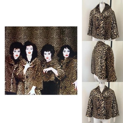 Vintage 1960s Cropped Swing Leopard Print Faux Fur Jacket - image 1 of 4