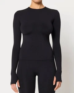 Khy x Entire Studios Black Long Sleeve Thumb Hole Tee Seamless Mock Neck 3X - Picture 1 of 5