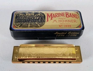 MARINE BAND HOHNER 100TH ANNIVERSARY GOLDEN LIMITED EDITION 1896-1996 Key Of C - Picture 1 of 20
