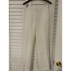 Talbots & Lacoste Damenhose weiß Leinenmischung weites Bein Größe 4 - Bild 1 von 6
