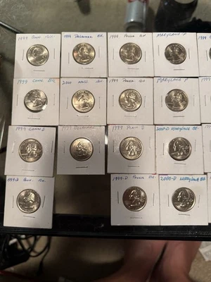 24 BU State Quarters 1999 / 2000 Del, Penn., Georgia, NJ, Conn, Mass, & Maryland - Image 1 of 4