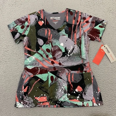 Grey's Anatomy by Barco Scrub Top Womens S Colorful Aquarium 3 Pocket V NEW - Image 1 of 4