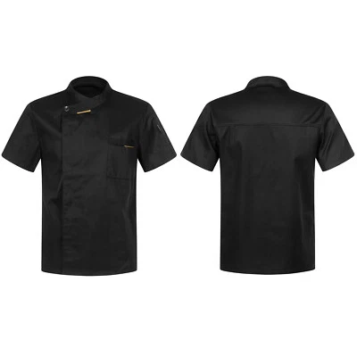 Womens Mens Chef Cookings Coat Patchwork Tops Restaurant Jacket Kitchen Shirt - Image 1 of 3