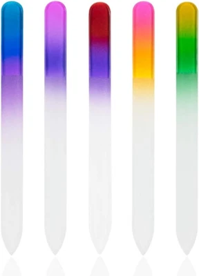 5 Piezas Lima de Uñas de Vidrio con Funda de Plástico, Limas de Uñas de Cristal, Doble Lado Foto 1 de 4