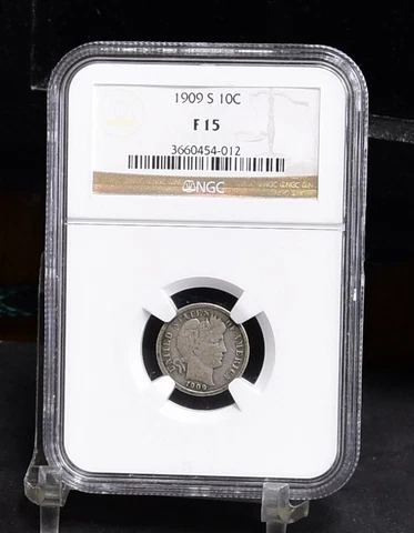 1909-S Barber Dime - NGC F15 (#48070-L) Cover