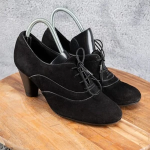Clarks Bendables US 8 M stivaletto donna Oxford tacco a cono 3" stringato scamosciato nero - Foto 1 di 7