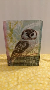 Fringe Studio Hand Blown Glass Owl & Floral Vase Anthroologie Brand Collage - Picture 1 of 11