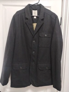 Timberland button up coat Jacket Mens XXL Charcoal Gray Wool Blend lined Coat - Picture 1 of 6