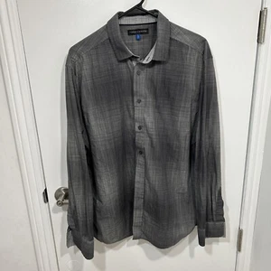 Vince Camuto Plaid Men’s Large Striped Gray Button Shirt - Picture 1 of 6