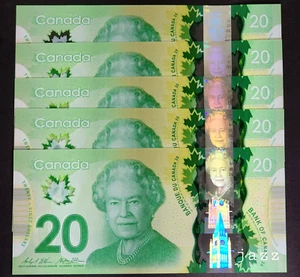 SET 5x 2012 Canada Banknote $20 Twenty Dollar Polymer Sequential Order UNC - Picture 1 of 2