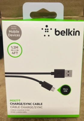 4x Nuevo Cable Belkin MIXIT Metálico Micro USB a USB 1.2m - Negro Foto 1 de 3