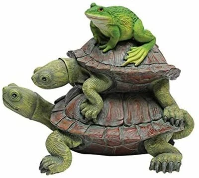 11" Frog Turtles Garden Statue Polyresin Patio Outdoor Sculpture Yard Art Decor - Image 1 of 2