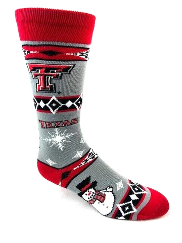 Texas Tech Red Raiders Christmas Snowman Holiday Dress Crew Socks Cover