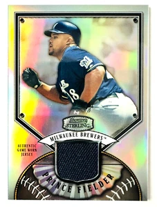 2007 Bowman Sterling Prince Fielder Game Used Jersey Card Refractor Brewers! - Picture 1 of 3