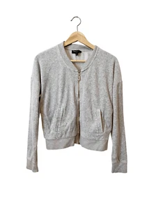 Juicy Couture Black Label Gray Velour Full Zip Jacket Size Small - Picture 1 of 5