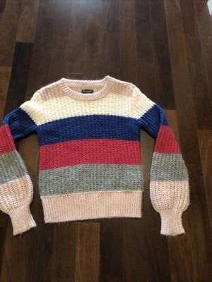 Abercrombie And Fitch Women’s Striped Sweater Pink Extra Extra Small — 第 1/4 张图片