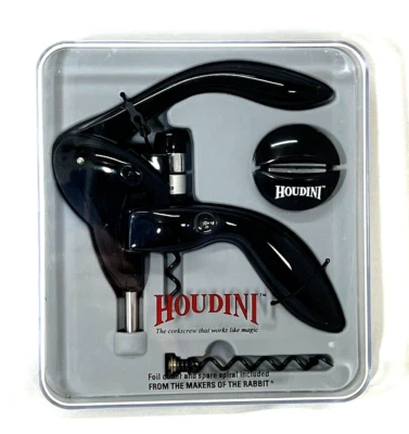 Houdini Corkscrew w/ Foil Cutter, Spare Spiral - that work like magic New Sealed - Image 1 of 4
