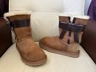 Ugg Short Mid Chestnut Boots With Bows, Uk Size 4.5, Eur 37