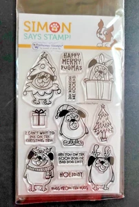 SIMON SAYS STAMP Stamptember 2020 Whimsy Stamps Happy Pugmas Stamp & Die Set Pug - Picture 1 of 2