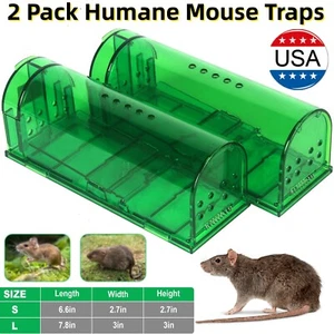 2Pack Humane Mouse Traps Reusable Rat Traps Catch and Release Mousetrap for Home - Picture 1 of 11