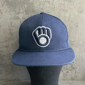 J-DUB Milwaukee Brewers Hat Mens 7 Blue Fitted Cap Baseball MLB Embroidered Logo - Picture 1 of 9