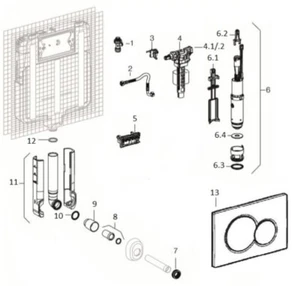 GEBERIT RICAMBI CASSETTA SIGMA 8,CAMPANA COMPLETA GALLEGGIANTE GUARNIZIONE GEBER - Foto 1 di 19