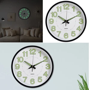 12" Luminous Wall Clock Silent Night Lights for Bedroom Kitchen LivingRoom Decor - Picture 1 of 11