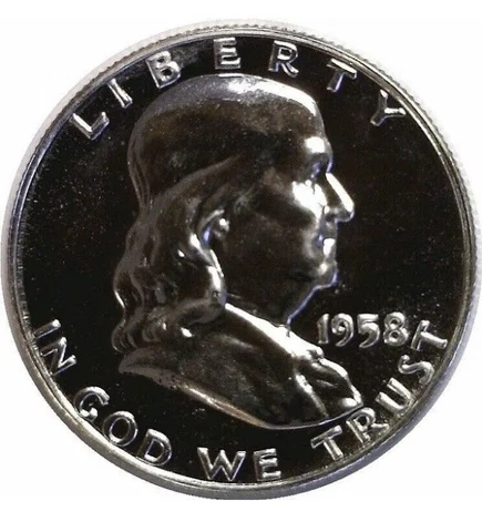 1958 Silver Proof Franklin Half Dollar Cover