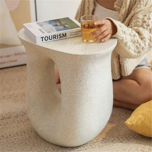 FATIVO Coffee Table Side End Table U-shaped Terrazzo Concrete Stool for Patio US - Picture 1 of 13