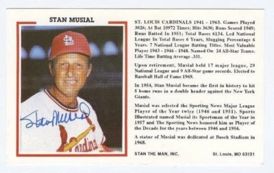 Stan Musial JSA Authenticated Autographed "Stan the Man" Postcard !!! - Image 1 of 3