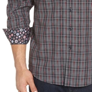 * NWT Robert Graham 'Lando' Classic Fit Plaid Sport Shirt  XL Gray Black - Picture 1 of 6