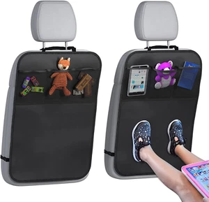 Back Seat Cover for Kids + 3 Pocket Storage Organizer, 2 Pack X-Large - Picture 1 of 11