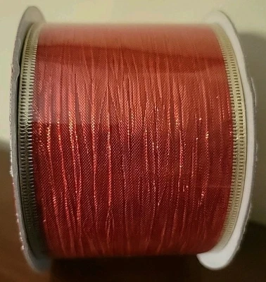 Vintage Holiday Lane Christmas Wired Ribbon Metalic Red Gold Trim 2.5"x 30' NIP - Image 1 of 4