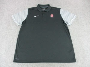 Stanford Cardinal Shirt Mens 2XL Gray Black NCAA Basketball Nike Dri Fit Polo - Picture 1 of 11