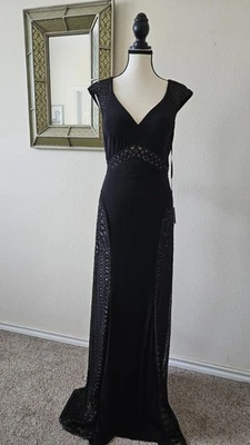 Stella Couture Beaded Black Gown Size 10 NWT  - Imagem 1 de 4