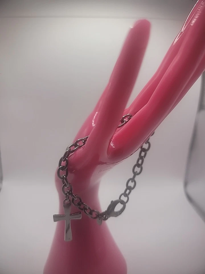 Pulsera Milor Bronce Vintage Tono Gris Plata Cruz Dije Joyería Foto 1 de 4