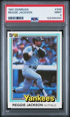 PSA 9 1981 Donruss Reggie Jackson #348 Yankees 84342 B156 como nuevo Foto 1 de 2