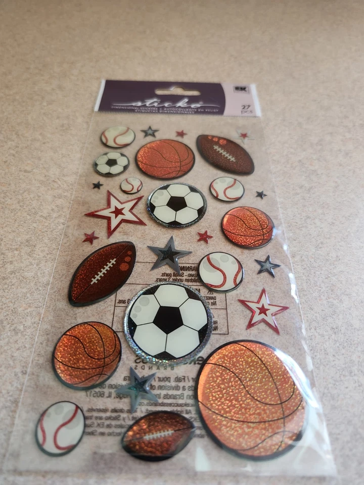 Sticko~Sports Balls~Dimensional Stickers - Image 1 of 1