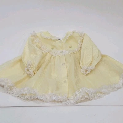 Vintage Bryan Baby Infant Full Circle Dress Lace 6-12 M Trim Light Pale Yellow L - Image 1 of 4