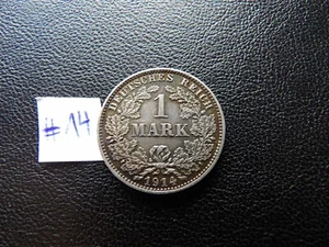 Germany silver coin 1914 E 1 mark Wilhelm II - Crowned Imperial Eagle (#14) - Picture 1 of 3