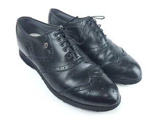 SIZE 7.5 E Footjoy Classics 55186 Mens Black Leather Wingtip Spikeless Golf Shoe - Picture 1 of 7