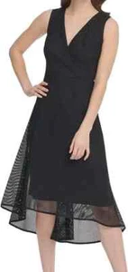 DKNY Women's Sleeveless V-Neck Midi Fit&Flare Evening Dress Color Black Size 12 - Picture 1 of 4
