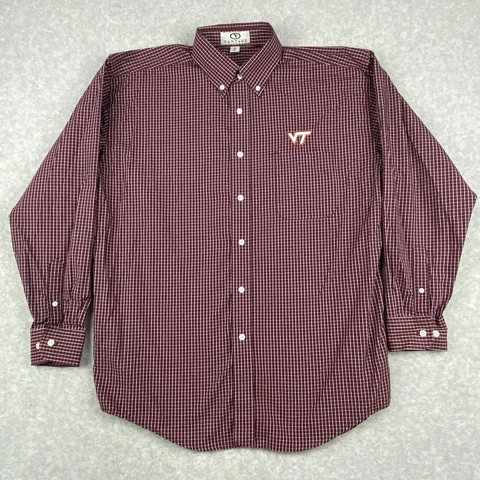 Virginia Tech Hokies Shirt Mens Medium Long Sleeve Button Down Embroidered Cover