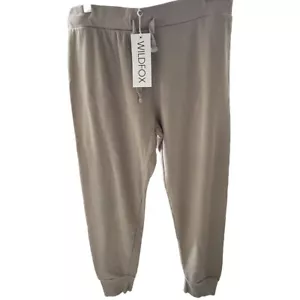 Wild Fox Jack Joggers Pigment Khaki Tan, Size XL High Waisted, Drawstring Waist - Picture 1 of 10