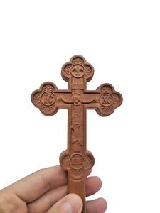 Orthodox Carved Wooden Cross Crucifix Jesus Christ Altar Hand (ICXC NIKA) 8.66" - Picture 1 of 7