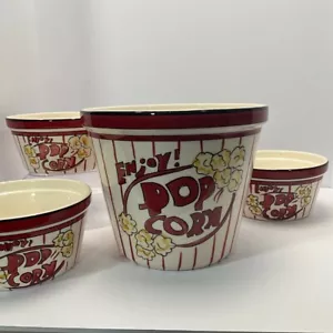 Tabletops Unlimited Popcorn Bowls Set, Ceramic, Movie Night, Snack Bowls - Picture 1 of 21