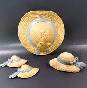 Home Interior Lot 1 Large Wall Pocket Hat 1 Medium Hat 2 Small Hats Cottagecore - Picture 1 of 8