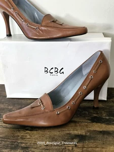 Womens BCBG PARIS 'Kolete-K' Cognac Kid Leather Pumps Pointy Toe 10 New in Box - Picture 1 of 23