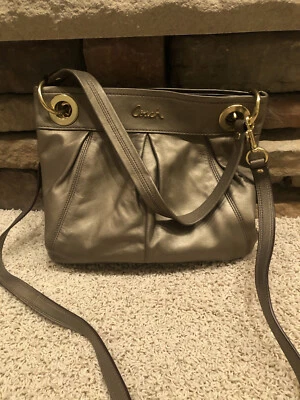 Coach Ashley F17605 Metallic Leather Shoulder Crossbody Bag Purse EUC! - Imagem 1 de 4