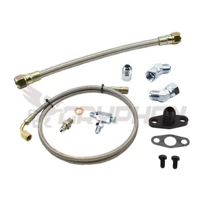 Universal Braided Turbo Oil Feed Return Line Kit For Holset HX30 HX35 HX40 - Picture 1 of 7